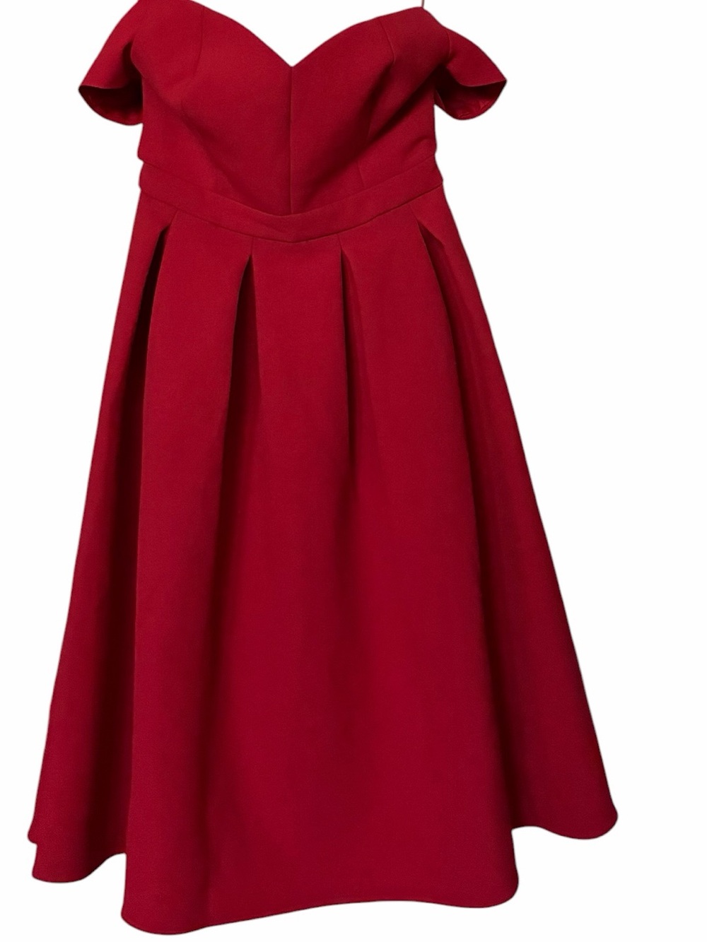 ASOS Off-the-Shoulder Pleated Fit & Flare Dress – Red | US 8